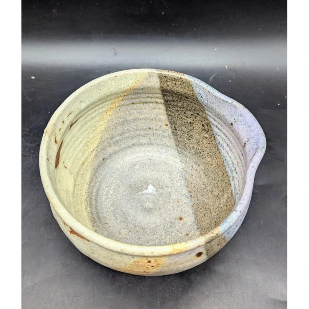 Vintage Studio Art Pottery Stoneware Batter Bowl Speckled Glaze 6